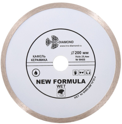 Диск алмазный 200х10х25,4-22.23 Сплошной (мокрый рез) арт. W405 -1-