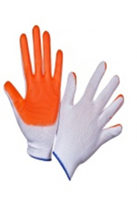 Перчатки нейл с нитриловым покрытием синий, оранжевый