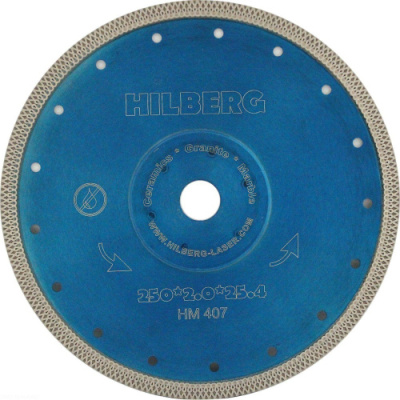 Диск алмазный 250х25,4-22,23 Hilberg Турбо ультратонкий х-тип(сухая резка) HM407																				